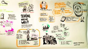 Illustration von Stephan Lomp; Schöne neue Welt; NRW Forum